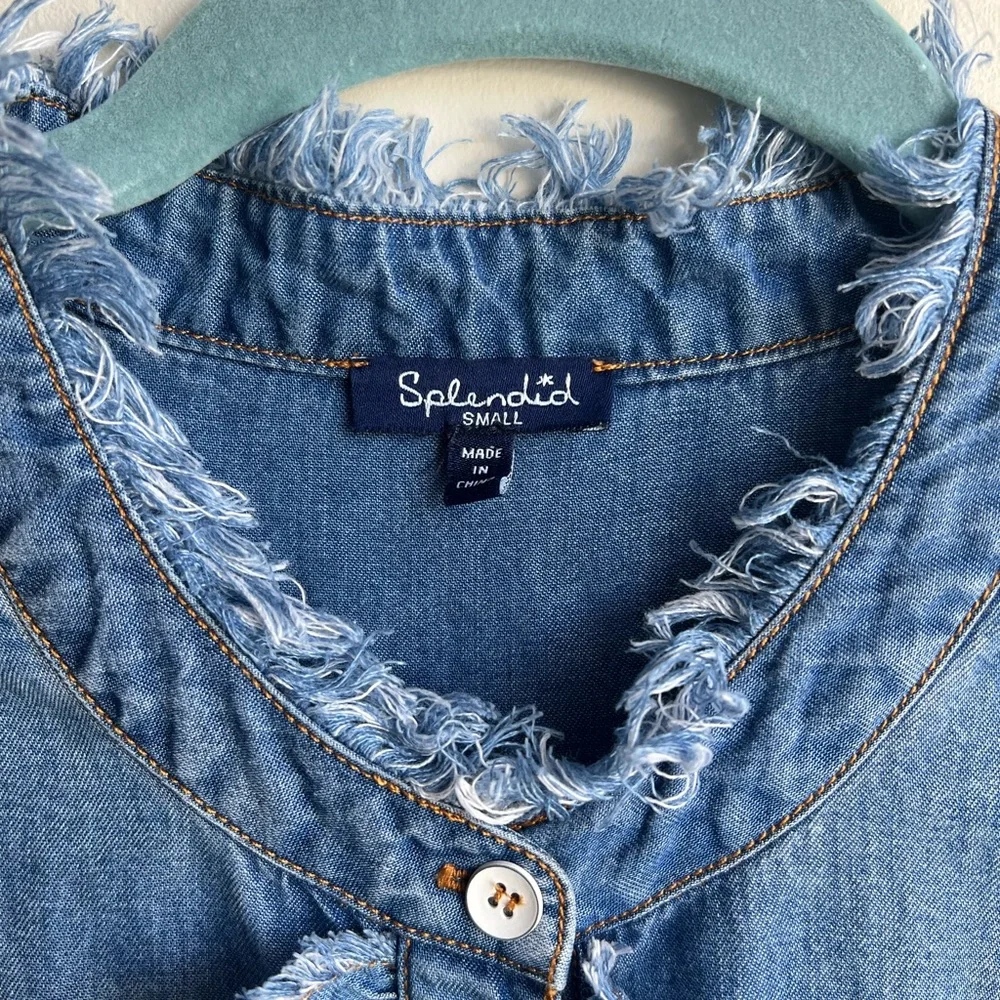 Splendid Chambray Ruffle Top - Picture 2 of 5